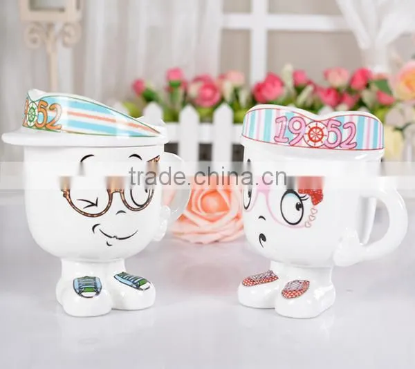 Promotional Gift Navy Ceramic Water Tea Milk Coffee Cup Mug With Handle and Lid photo-5