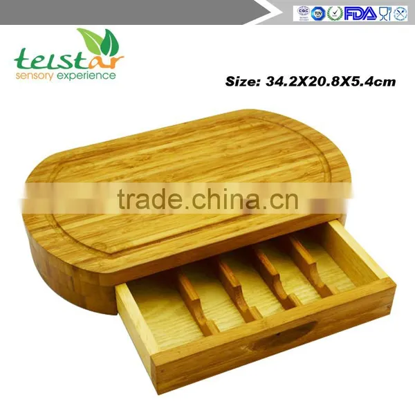 New Design Bamboo Cheese Board Set Professional Manufacturer of Bamboo&wood Items Cheese Board Set Cheese Knives W/cutting Board photo-4