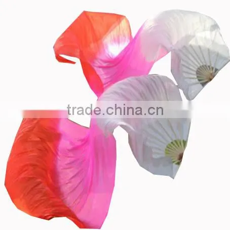 180CM 150CM 100% Silk Belly Dance Silk Fan Veils Ombre Silk Fan Veils