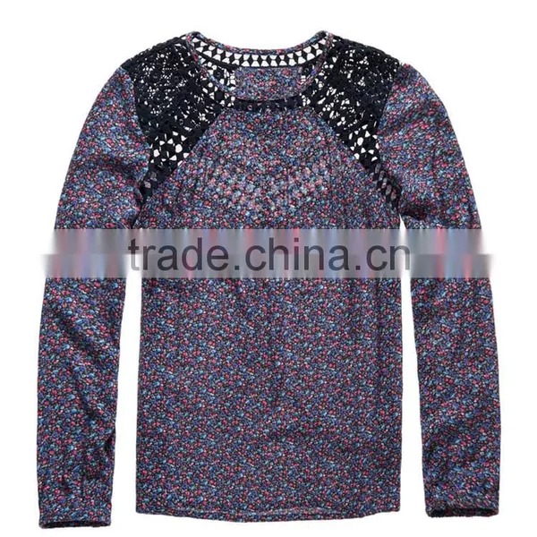 2017 Guangdong Shandao Manufacturer High Fashion Women Autumn Printed Long Sleeve Round Neck Chiffon Designer Casual Tops photo-5