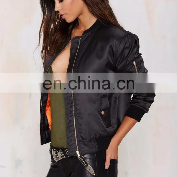Wholesale Fashion Satin Bomber Jacket Custom Bomber Jacket Woman 2016 photo-3