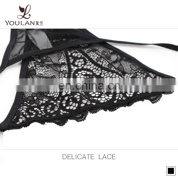 2016 Newest Luxurious Lace Thong Sweet Sexy Ladies Underwear Black Color Sexy Panties Cotton photo-4