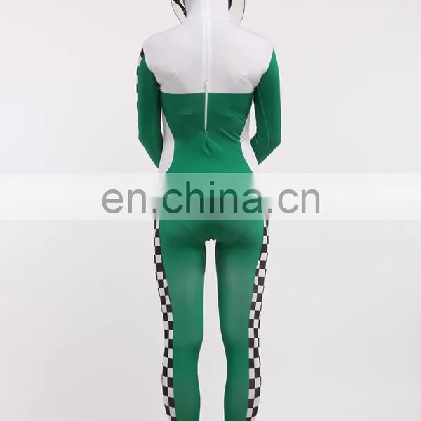 Green & White Racing Car Driver Full Body Spandex Cosplay Costume Zentai Suit photo-6