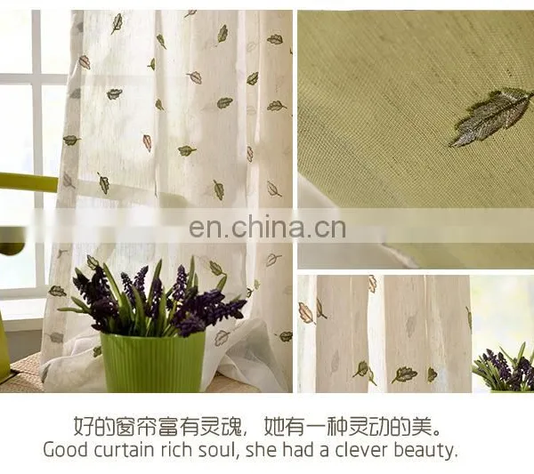 Fantasy Leaf Pattern Elegant Plain Embroidered Texture Linen Curtain for Decor photo-3