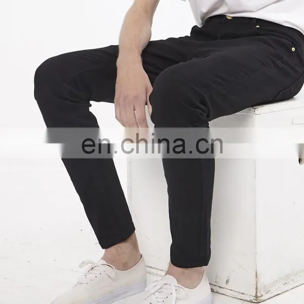 DiZNEW Custom High Waisted Men Black Straight Leg Stretch Bull Jeans photo-6