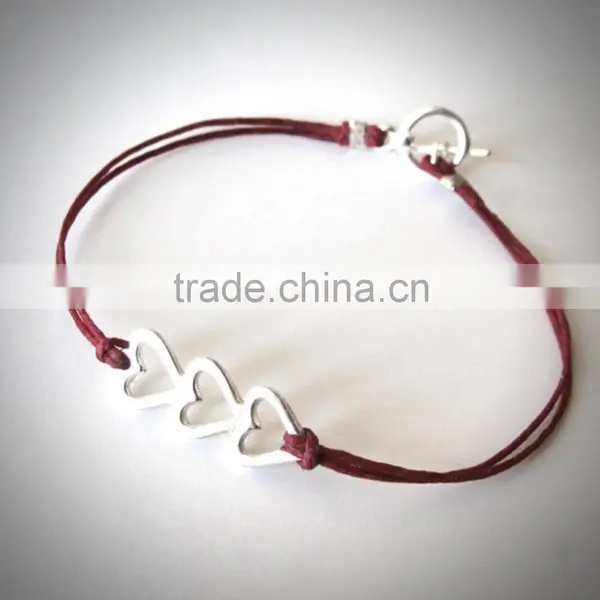 2015 Top Quality Alloy Cross Charm Double Bracelet Wrap Waxed Cotton Cord Bracelet photo-2