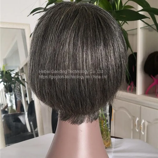 High Quality Gray Color Short Human Hair Wig Wholesaler photo-2