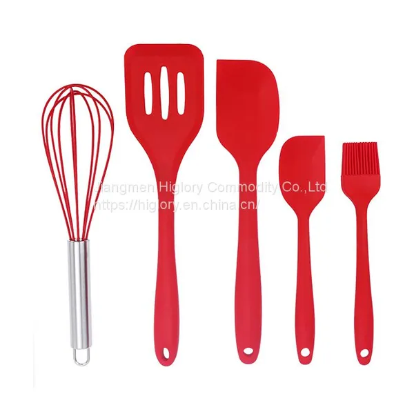Home and Kitchen Accessories 5Pcs Heat Resistant Food Silicone Kitchen Utensils Cooking Spatula Set photo-2