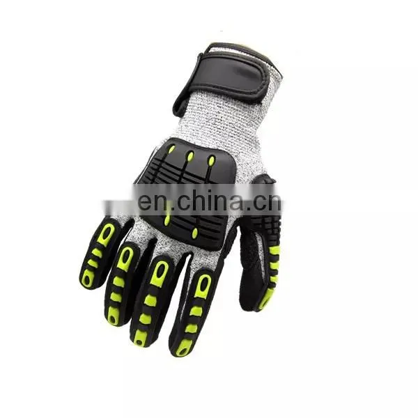 High Quality Anti-cut Level 5 HPPE En388 Anti Vibration Shock TPR Protective Safety Working Impact Gloves photo-2