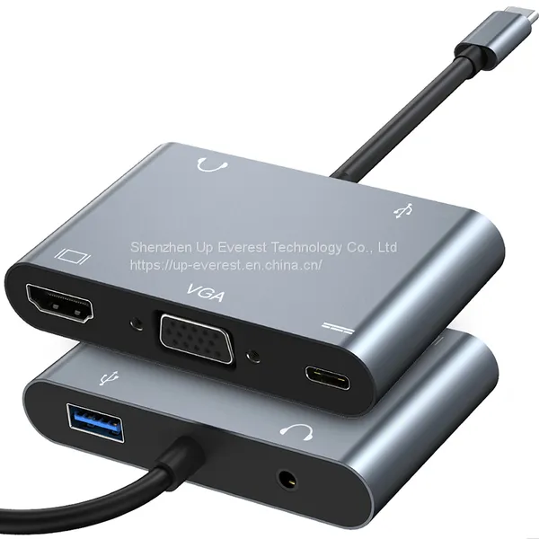 Алюминиевый сплав 5 в 1 USB-хаб HDMI+USB 3.0*1+VGA+AV+PD