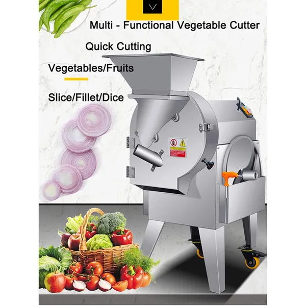 Low Noise Running Commercial Vegetable Cutter Slicing Machine for Central Kitchen Vegetable Prep Assembly Lines