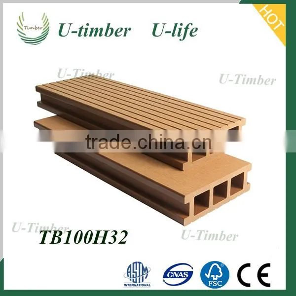 WPC Decking Board With Anti-slip and UV-protect, Waterproof Advantage