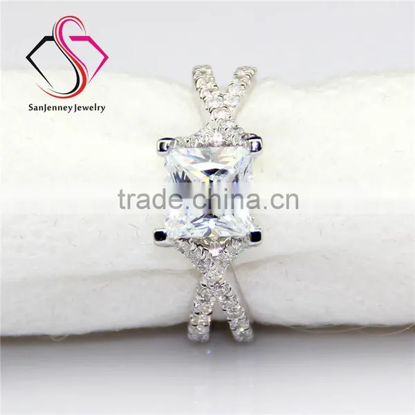 Princess Cut Moissanite Sqaure 1.25 Carat 5.5mm Center 14k 18k White Yellow Gold Platinum Diamond Engagement Ring photo-3