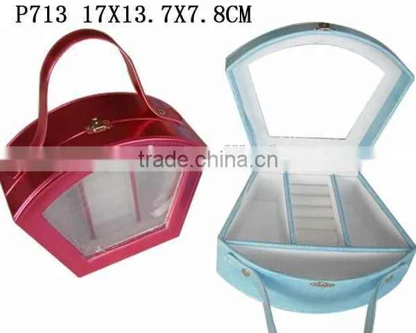 Fashionable Portable PU Leather Packaging Cosmetic Bag With PVC Clear Window P713