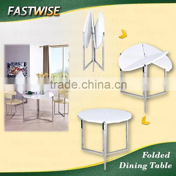 Modern Round Transformable White Folding Table for Dinning Room Space Saving