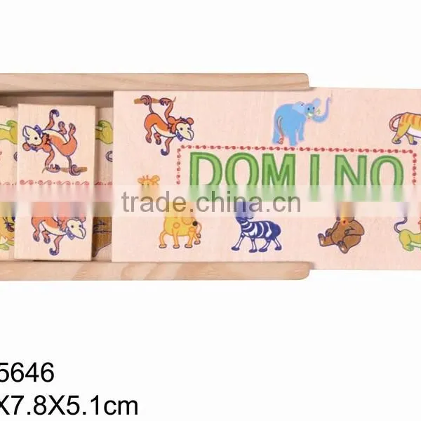 China Wholesale 28 Pcs Plywood and Pine Wood Material for 5.1 Height Lovely Animal Design Wooden Domino photo-2