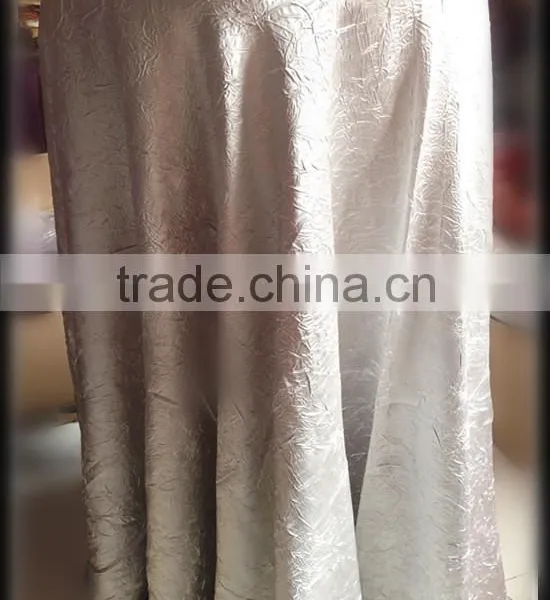 Silver Grey Color Crinkle Polyester Banquet Table Cloth Crushed Fabric Table Cover Cloth for Hall Wedding Banquet