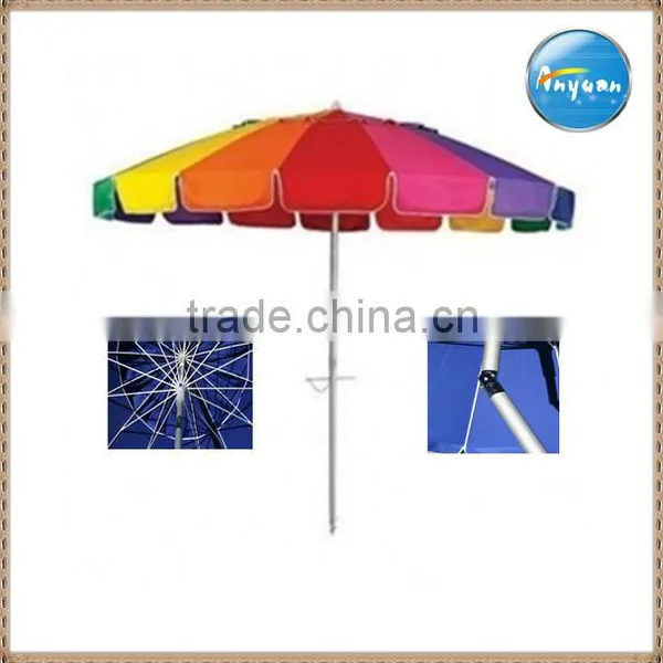 Colorful Rainbow Beach Umbrella With Tilt Outdoor Umbrella Garden Umbrella