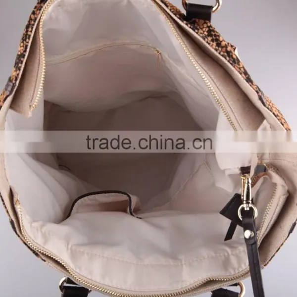 2537- Jangle Style Snake Texture Cloth Material Match PU Shopper Hobo Bag photo-5