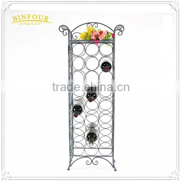 Wrought Iron Tall Metal Wine Rack Metal Wall Mounted Wine Rack photo-3