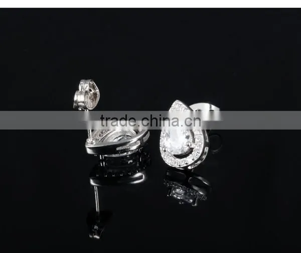 Rhodium Plated Jewellery Copper Popular Zircon Micro Pave Earring photo-3