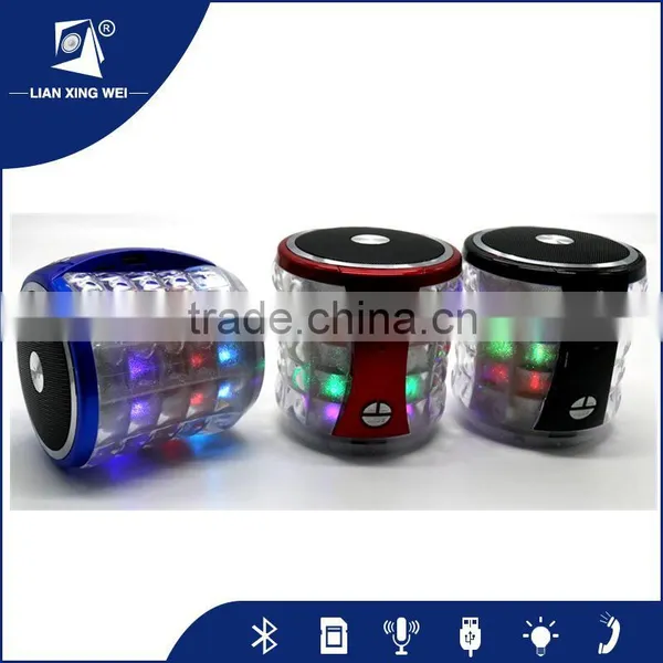 2016 Factory Price 360degrees Crystal Portable Wireless Bluetooth Speaker With Led Light Date Display Template