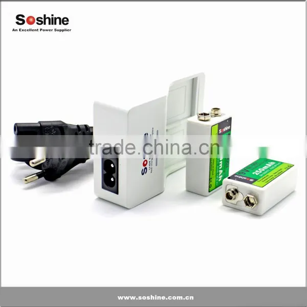 Soshine 9V Battery Charger for Li-ion Battery, Nimh Battery