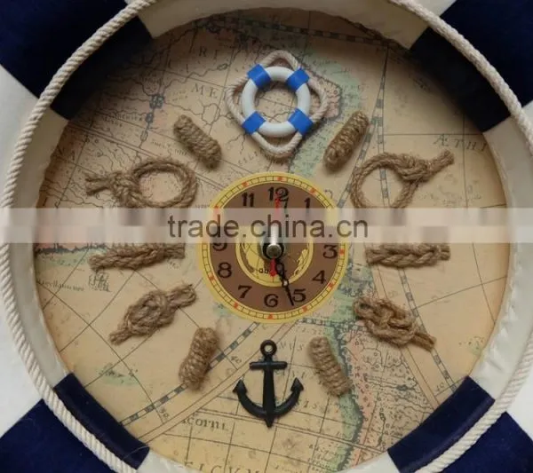 Nautical Decor Lifebuoy Wall Art - Clock 14" photo-2