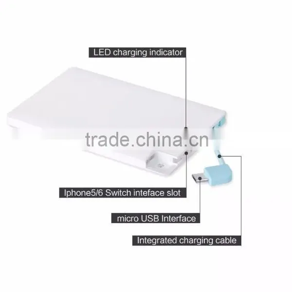 Cheapest Polymer Slim Credit Wallet 1800mah Power Bank With Mic Cable Biut in photo-2