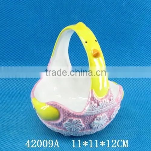 Creative Cock Figurine Ceramic Storage Basket for Kitchen photo-3