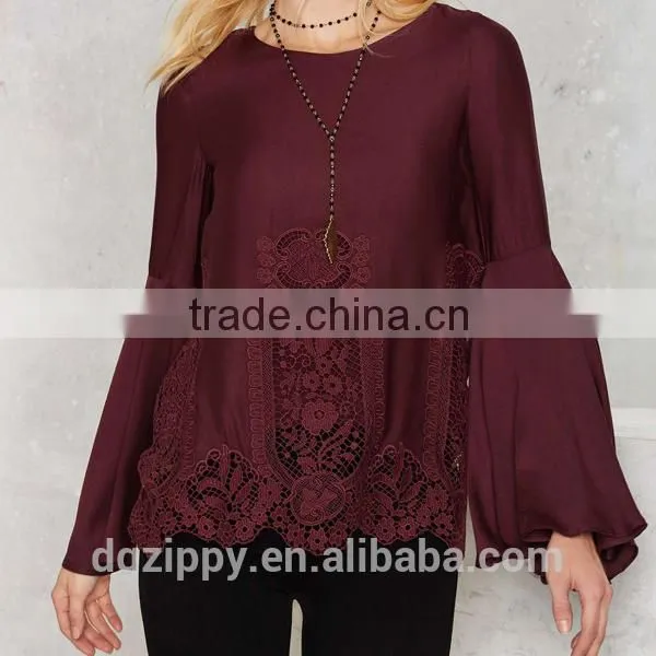 Hot Selling Fashion Cutting Design Lace Blouse for Lady Quality Choice photo-2
