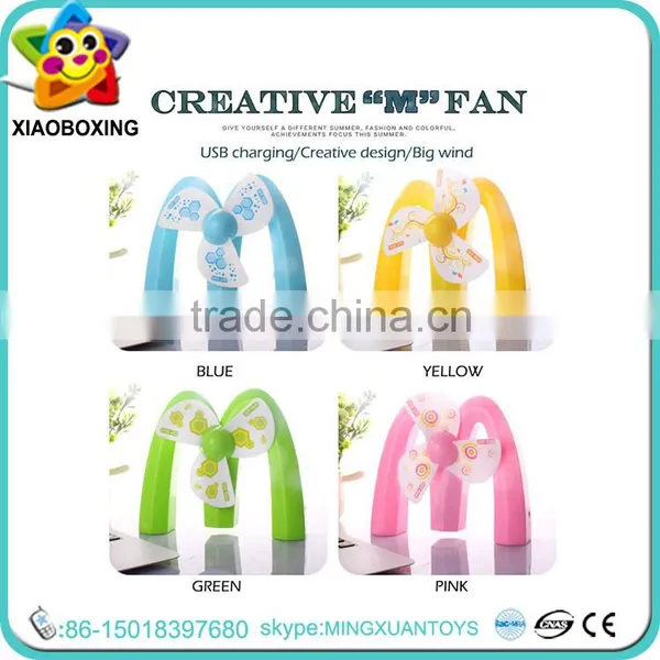 New Design M Shape Usb Mini Battery Charger Electric Table Fan Toys for Kids photo-2