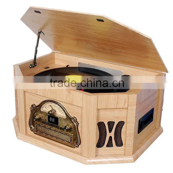 Rain Lane Audio Player Retro Vinyl Record Player With USB SD Cassette photo-6