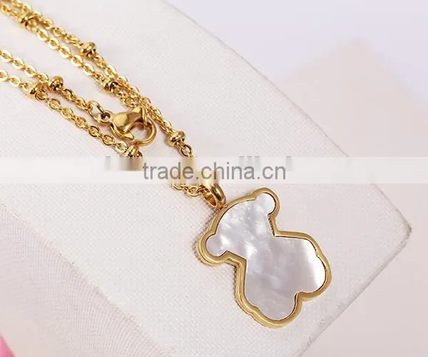 China Top Wholesale Fashionable Teddy Bear Shell Gold Long Chain Necklace photo-2