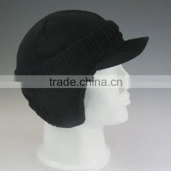 Knitted Winter Beanie Hat With Bill photo-3