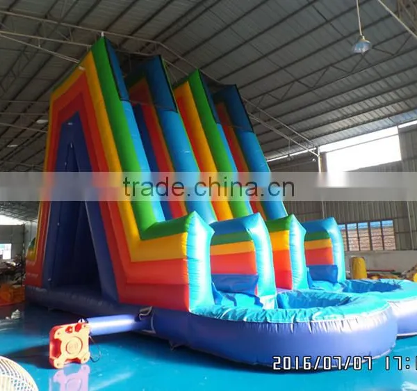 2016 New Design High Inflatable Water Slide Double Lane Wet Slide photo-3