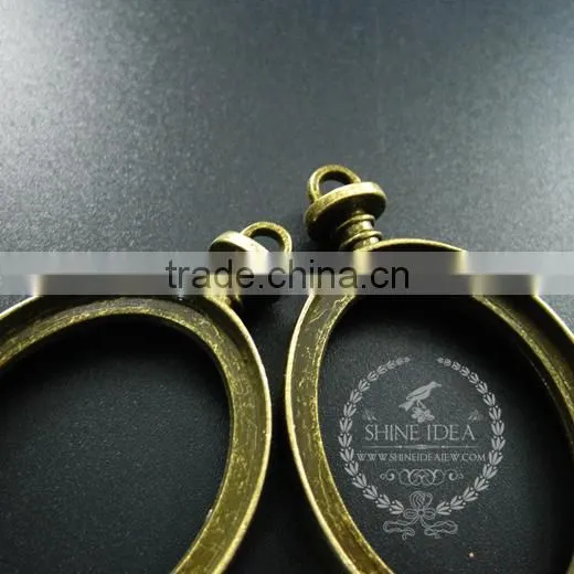 30x40mm Vintage Style Bronze Alloy Oval Pendant Charm DIY Bezel Setting Glass Tray Jewelry Supplies 1810426 photo-3