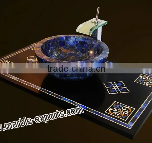 Marble Pietre Dure Wash Basin Complete Set