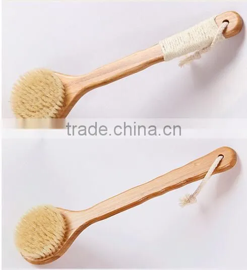 Cy304 Dry Skin Natural Bristle Brush Soft Handle Pouch Brush SPA Brushes Bath Shower Bristle Brush With Long Bamboo Handle photo-5