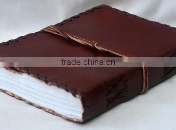 Handmade Vintage Strip Closer Side Stitch Leather Notebook photo-3