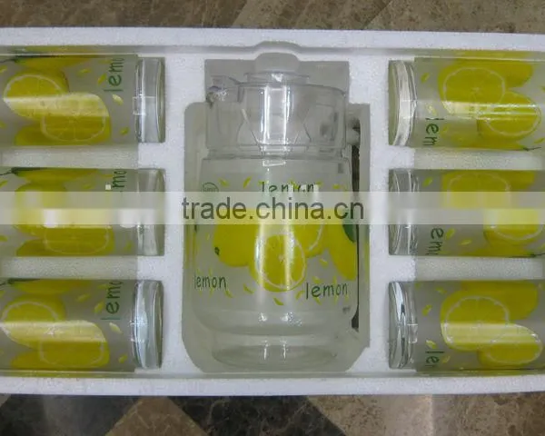 JK036 7pcs Glass Drinking Set with deco