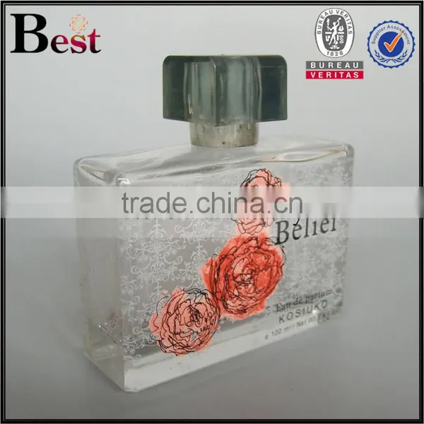 2017 Cosmetic Perfume Bottle 100ml Glass Square Perfume Bottle 100ml Glass Clear Perfume Bottle 100ml Glass With Decals photo-4