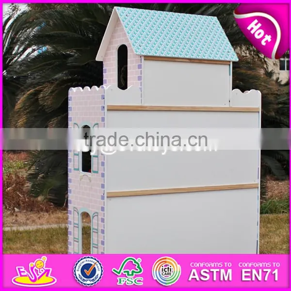 2017 New Design Lovely Pretend Play Wooden Girls Dollhouse W06A161 photo-5