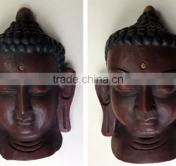 Hand Crafted Wooden Mask of Lord Buddha Wall Hanging Made In Nepal photo-3