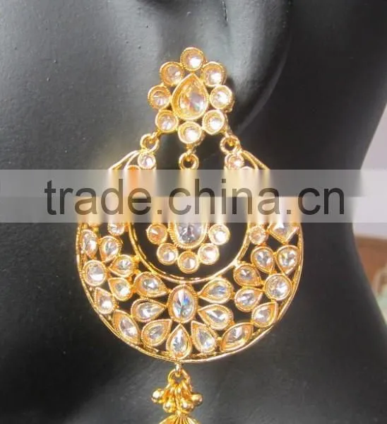Dangler EARRINGS TIKA Gold Tone EARRINGS photo-3