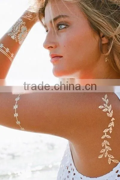 2015 Hot Sale Gold and Silver Flash Tattoo Sticker photo-4