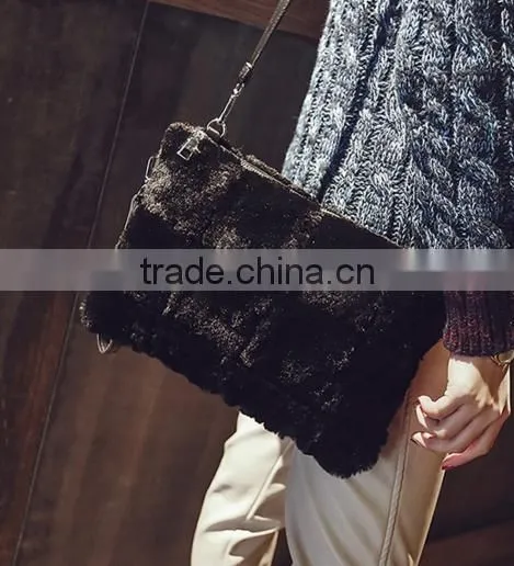 Autumn and Winter New Rabbit Fur Handbag Handbags Manufacturer in Hebei OEM Bag Factory photo-2