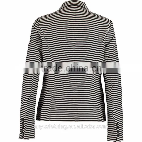 2017 Lady Plain Style Monochrome Striped Woven Blazer Manufacturer photo-2