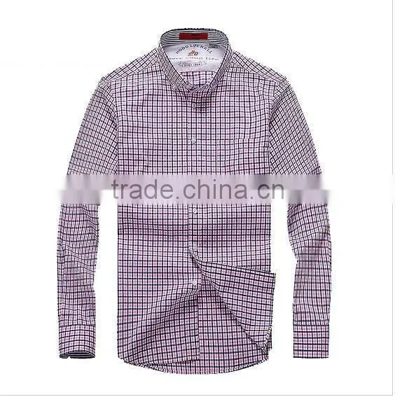 Non Iron Men's Shirt Plaids Shirt Red Color photo-2