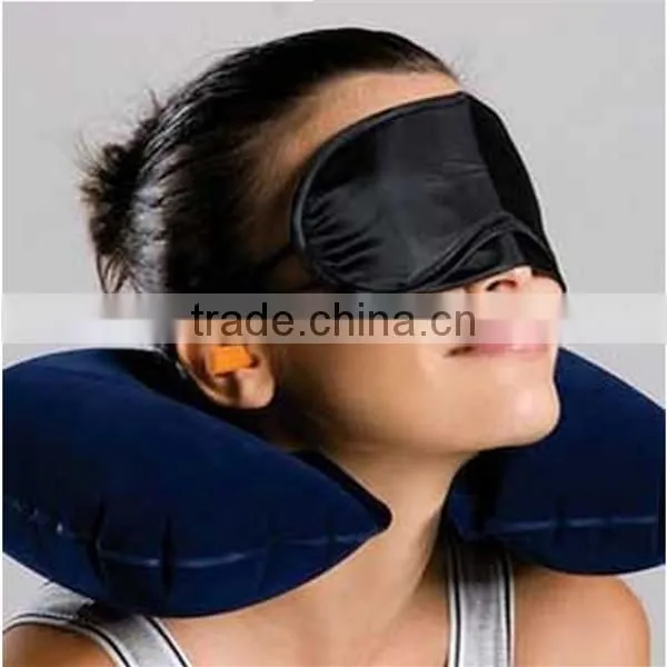 Inflatable Neck Cushion Pillow + Eye Patch + Earplug Travel Accessories